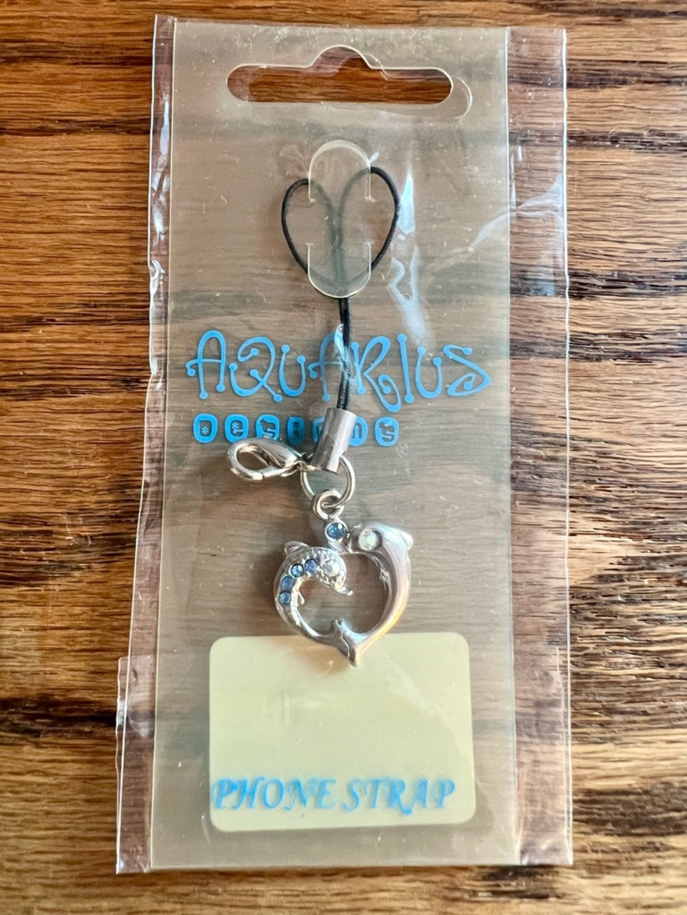 Vintage 2005 Y2K Aquarius Dolphin Heart Rhinestone Phone Strap Bag Charm NWT